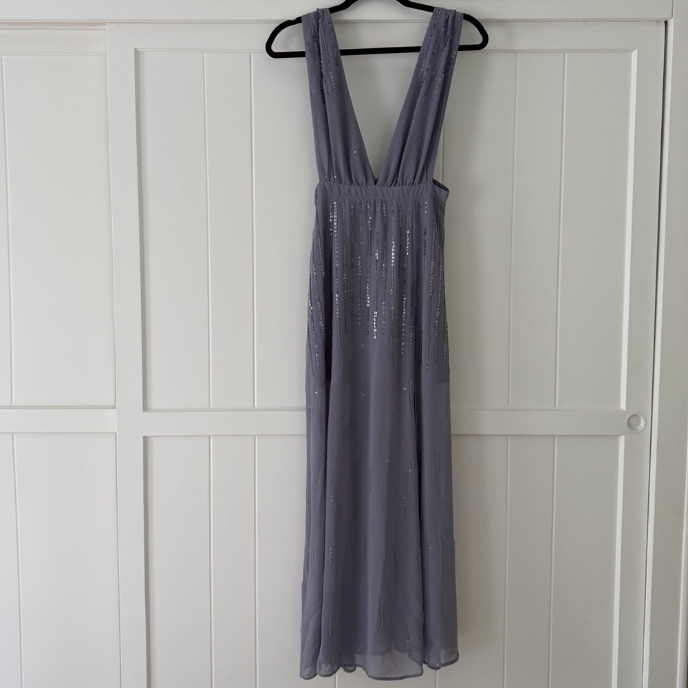 Lavender Sequin V-Neck Maxi Dress